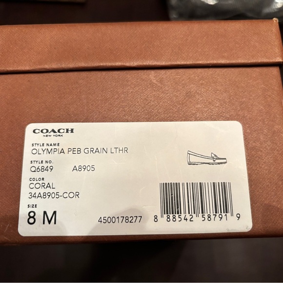 Coach Red Leather Flats with Gold Accent - Picture 4 of 6